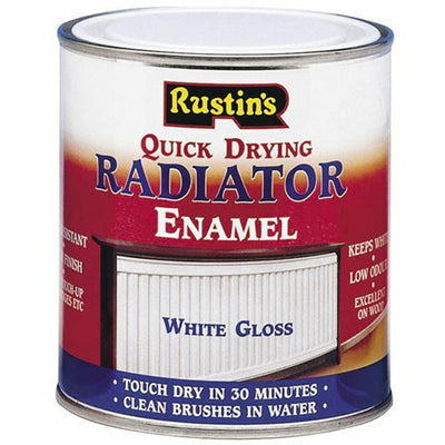 Rustins® Quick Dry Radiator Enamel Paint White gloss and satin 250ml