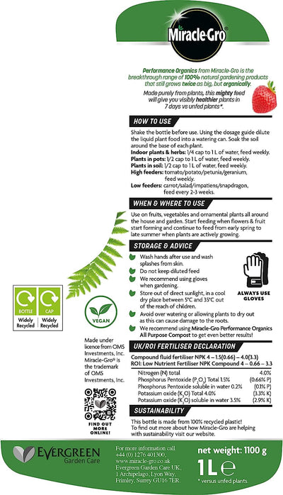 Miracle-Gro® Performance Organics All-Purpose Liquid Concentrate Food 1 Litre