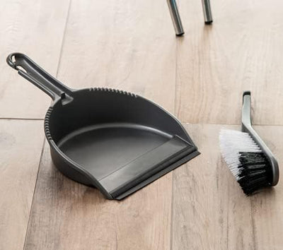 Addis Dustpan & Soft Brush Set, Metallic Silver