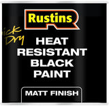 RUSTINS Quick Dry Heat Resistant Black Paint, 250ml