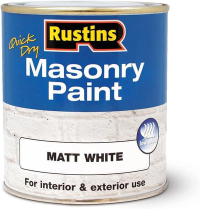 RUSTINS Masonry Paint, White, 500 ml (Pack of 1)