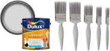 Dulux Easycare Matt, Polished Pebble, 2.5L & Harris Brushes, 5-Pack