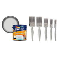 Dulux Easycare Matt, Polished Pebble, 2.5L & Harris Brushes, 5-Pack