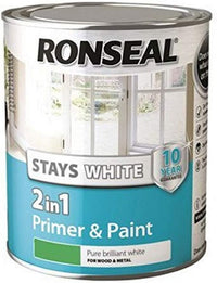 Ronseal RSLSW21MP750 Stay 2-in-1 Matt Paint, White, 750 ml