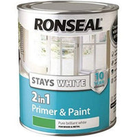 Ronseal RSLSW21MP750 Stay 2-in-1 Matt Paint, White, 750 ml