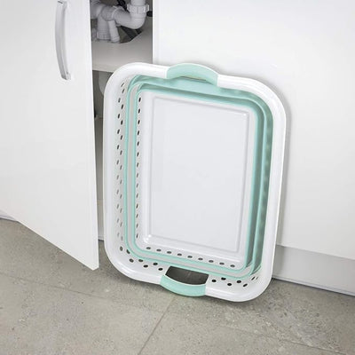 Addis Foldable Laundry Basket, White & Aqua, 45L