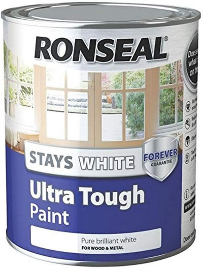 Ronseal Stays ULT Tough Matt Paint, White, 750ml