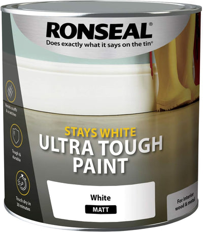 Ronseal Stays ULT Tough Matt Paint, White, 2.5L