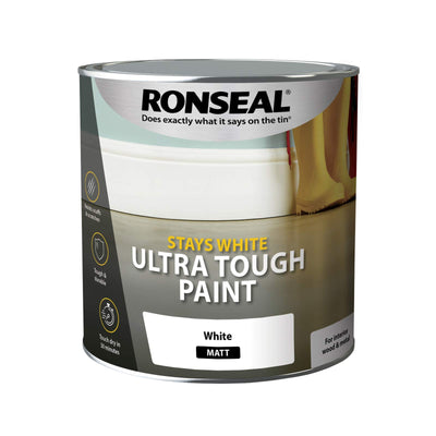 Ronseal Stays ULT Tough Matt Paint, White, 2.5L