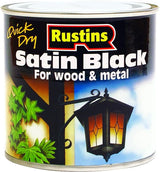 Rustins Quick Dry Satin Black Paint, 250ml