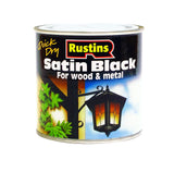 Rustins Quick Dry Satin Black Paint, 250ml