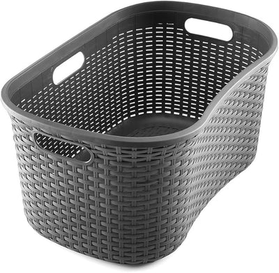 Addis 40L Rattan Laundry Basket, Charcoal