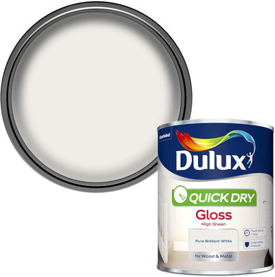 Dulux Quick Dry Gloss Paint, Pure Brilliant White, 750ml