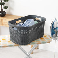 Addis 40L Rattan Laundry Basket, Charcoal