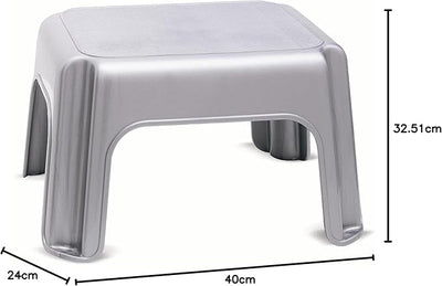 Addis Step Stool, Metallic Silver