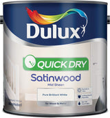 Dulux Quick Dry Satinwood Paint, Pure Brilliant White, 2.5L