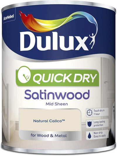 Dulux Quick Dry Satinwood Paint, Natural Calico, 750ml