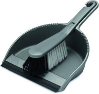 Addis Dustpan & Stiff Brush Set, Metallic Silver