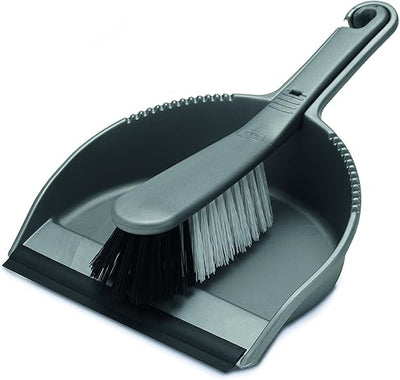 Addis Dustpan & Soft Brush Set, Metallic Silver