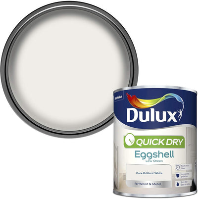 Dulux Quick Dry Eggshell Paint, Pure Brilliant White, 750ml