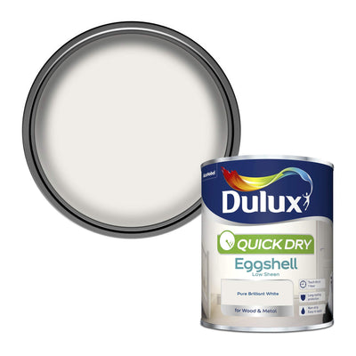 Dulux Quick Dry Eggshell Paint, Pure Brilliant White, 750ml