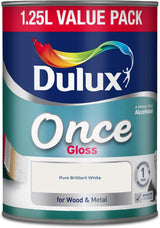 Dulux Once Gloss Paint, Pure Brilliant White, 1.25L