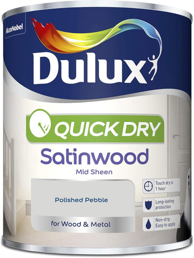 Dulux Quick Dry Satinwood Paint - Polished Pebble 750ml