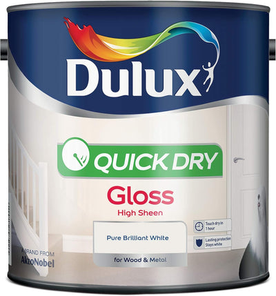 Dulux Quick Dry Gloss Paint - Pure Brilliant White 2.5L