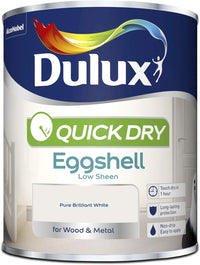 Dulux Quick Dry Eggshell Paint, Pure Brilliant White, 750ml