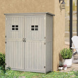 Outsunny Wooden Garden Shed with Two Windows & Double Doors - 127.5L x 50W x 164H cm, Grey