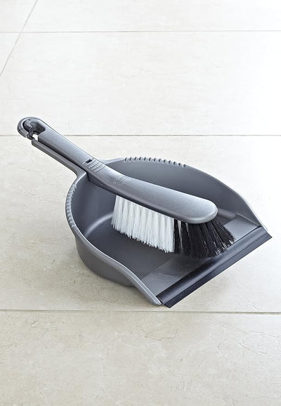 Addis Dustpan & Soft Brush Set, Metallic Silver