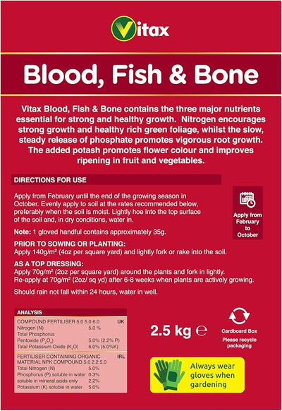 Vitax Blood Fish and Bone Fertiliser, 2.5kg