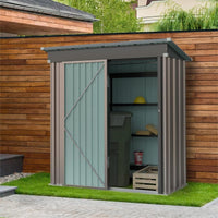 5x3 Foot Metal Garden Storage Shed, Galvanized Tool Storage with Sliding Doors