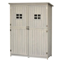 Outsunny Wooden Garden Shed with Two Windows & Double Doors - 127.5L x 50W x 164H cm, Grey