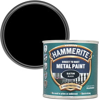 Hammerite Satin Black Metal Paint 250ml