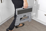 Folding Step Stool, Metallic Grey