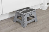 Folding Step Stool, Metallic Grey