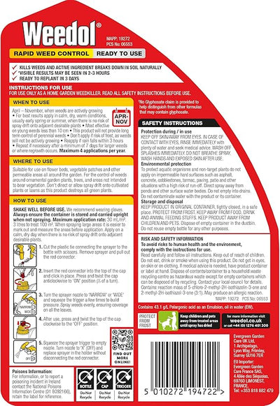 Weedol Rapid Weedkiller with Manual Sprayer, 3L