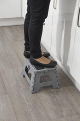 Folding Step Stool, Metallic Grey