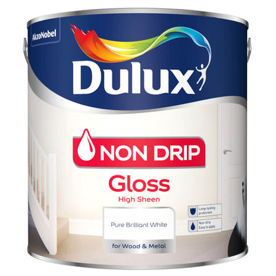 Dulux® Non-drip Pure brilliant white High gloss Trim paint,750ml & 2.5L