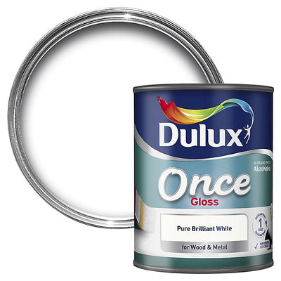 Dulux® Once Gloss Pure Brilliant White Paint 700ml & 1.25L