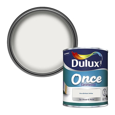 Dulux® Once Pure brilliant white Satinwood Metal & wood paint & 2.5L