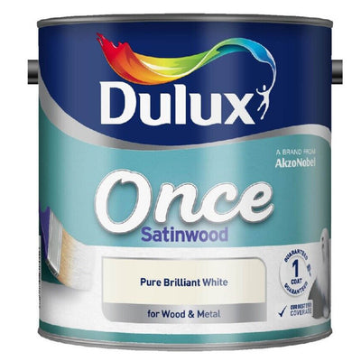 Dulux® Once Pure brilliant white Satinwood Metal & wood paint & 2.5L