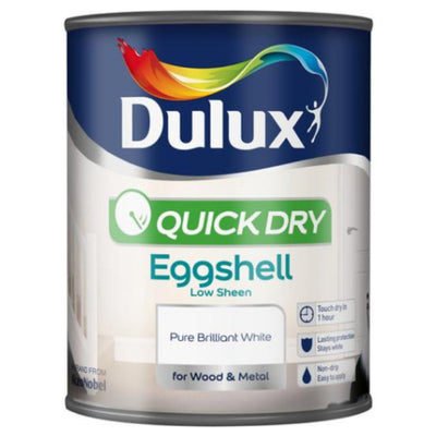 Dulux® Pure brilliant white Eggshell Metal & wood paint, 750ml