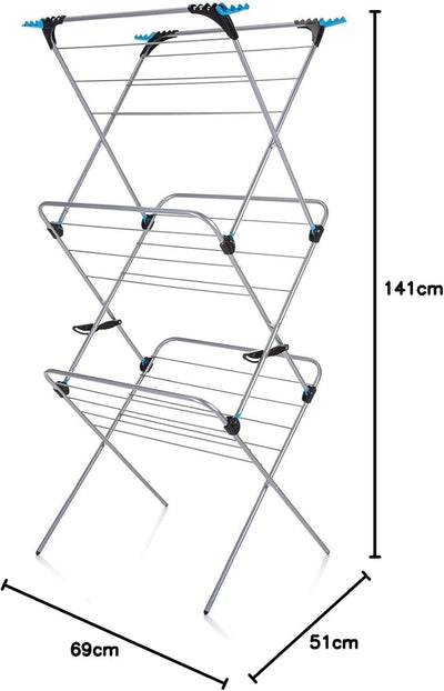 Minky® 3 Tier Plus Airer with 21 m Drying Space Silver