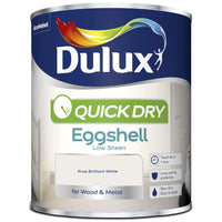 Dulux Quick Dry Eggshell Paint, Pure Brilliant White, 750ml