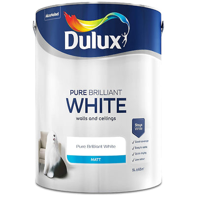 Dulux Matt Emulsion Paint, Pure Brilliant White, 5L