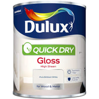 Dulux Quick Dry Gloss Paint, Pure Brilliant White, 750ml