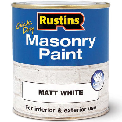 RUSTINS Masonry Paint, White, 500 ml (Pack of 1)