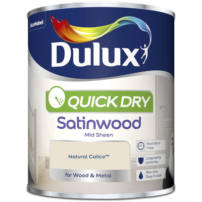 Dulux Quick Dry Satinwood Paint, Natural Calico, 750ml